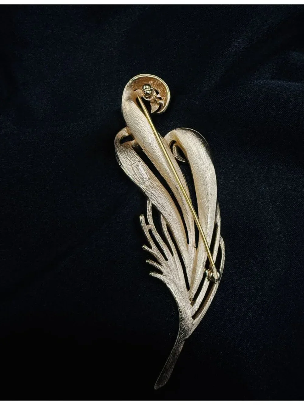 Vintage 1960s Trifari Signed Gold-Tone Feather Brooch